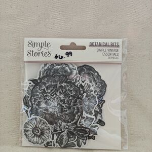 Simple Stories Botanical Bits Floral Ephemera - Black & White